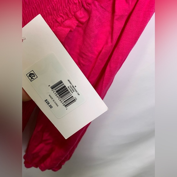 Luv Betsey by Betsey Johnson Fuchsia Smocked 3/4 Sleeve Top Med New - Picture 9 of 9